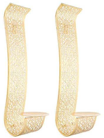 Garneck Wandkerzenhalter Metall Kerzenhalter Wand Kerzenständer 2 Stücke Wandleuchter Vintage Teelichthalter Stumpenkerzen Windlichthalter Wanddeko für Zuhause Hochzeit Wohnzimmer Dekoration Golden