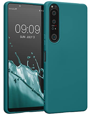 kwmobile Hülle für Sony Xperia 1 IV TPU Case - Handyhülle unterstützt kabelloses Laden, Flexible Schutzhülle, gummiertes Cover in Petrol matt