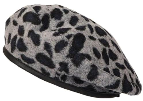 Fopytu Womens Beret Hut Vintage Leopardenmuster Beanie Hut Französischer Stil Künstler Hut Fashion Ladies Beret Caps Outdoor Hut