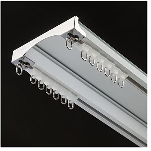 Aluminium-Deckenschiene Für Vorhänge, 1,5 Mm Doppelgardinenschiene, Vorhangschienen-Set, Für Schiebegardine, Schiebevorhang, Duschvorhänge, Wohnmobilvorhänge, Raumteiler ( Color : White , Size : 100cm