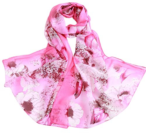 FAIRYGATE Schal Pink Schals für Damen Seidentuch Damen Chiffon Halstuch Sommertuch Chiffon Schal Tuch für Frühling und Sommer Ganzjährig A4515