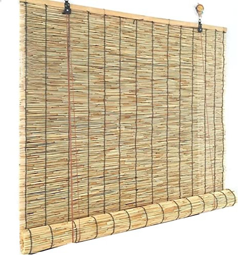 ZHUSHOU Schilf Vorhang Rollo Bambus,Bambusrollo Sonnenschutz Vorhang Balkon Dekoration,Lichtfilter Vorhang für Patio Balkon,Handgewebt/Sonnenschutz,80x180cm/32x71in(WxH)