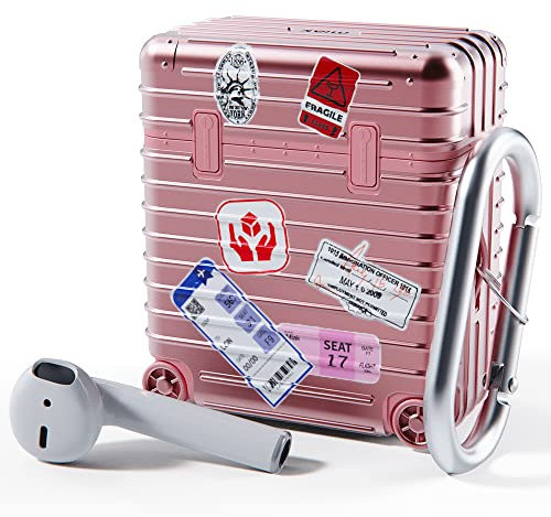 Miak AirPods Protective Hülle - Compatible with AirPods Front LED Visible - Supports Wireless Charging - Shockproof Protective Case (Rose Pink, airpods 1&2)
