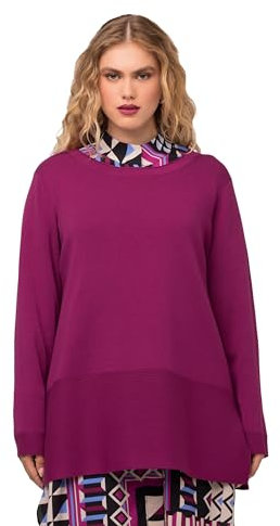 Ulla Popken Damen Schlitzen Pullover, dunkler Flieder, 54-56