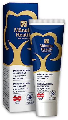 Manuka Health - Manuka Honig Zahncreme mit MGO 250+ Honig und Manuka Öl mit Fluorid, Natürlicher Minzgeschmack, Ohne Titandioxid, Ohne Schäumungsmittel (SLS), 1er Pack (1x 75ml)