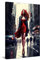 Startonight Bilder Rote Frau in Sin City - Leinwandbilder Moderne Kunst - Abstrakte Wanddeko Kunstdrucke, Wandbilder Schlafzimmer 60 x 90 cm, Tag Nacht Effekt, Elegante Geschenkidee Wand Deko