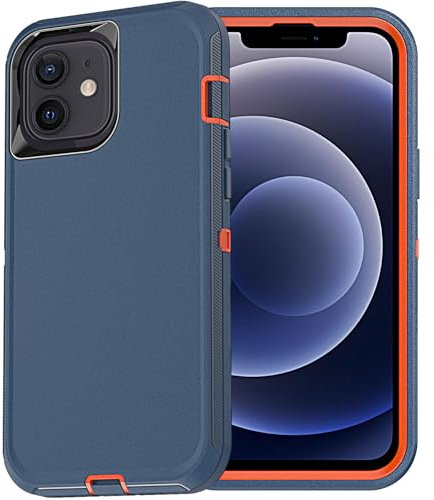 YmhxcY for iPhone 12 and iPhone 12 Pro Case [No Screen Protector] Shockproof Dropproof Dust-Proof Drop Proof 3-Layer Durable Phone Case Cover for iPhone 12/12 Pro 6.1-Blue/Orange