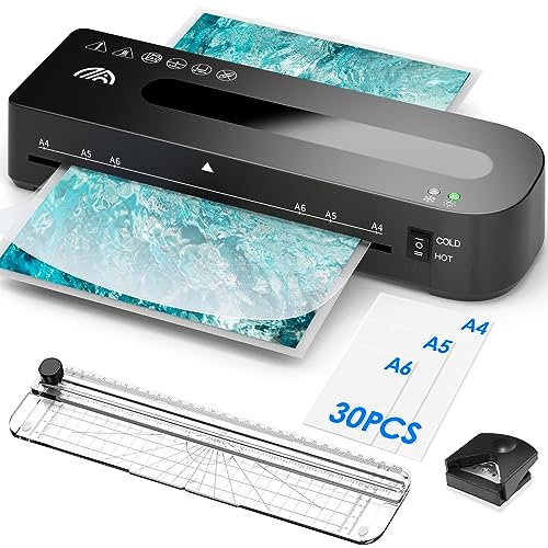 MAXDONE A4 Laminator Machine - 9inches Thermal Laminator with 30 Laminating Pouches, 4 in 1 Laminating Machine with Paper Trimmer and Corner Rounder for Home Office School Use (A4)