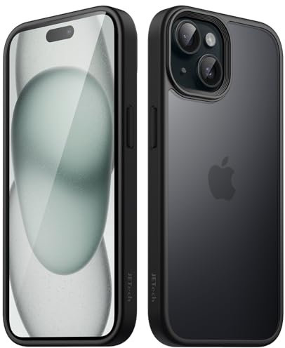 JETech Matte Case for iPhone 15 Plus 6.7-Inch, Shockproof Military Grade Drop Protection, Frosted Translucent Back Phone Cover, Anti-Fingerprint (Black)