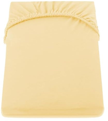 texpot Jersey Spannbettlaken 90x200-100x200 cm - Gelb 100% Baumwolle Boxspringbett Spannbetttücher