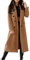 Manteau élégant en laine pour femme - Trench à double boutonnage - Long revers - Couleur unie - Col rabattu - Manteau léger et coupe-vent, kaki, M