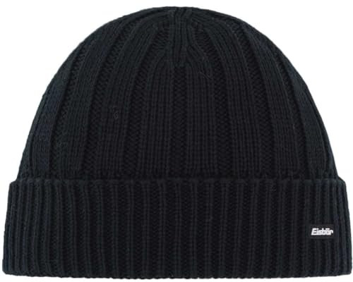 Eisbär Ayo Mütze schwarz – Outdoor-Mütze mit Merino-Mix (mulesingfrei), Breiter Rippenstruktur & Nahtlosem Design – Wärmende, Atmungsaktive Wintermütze für Damen & Herren