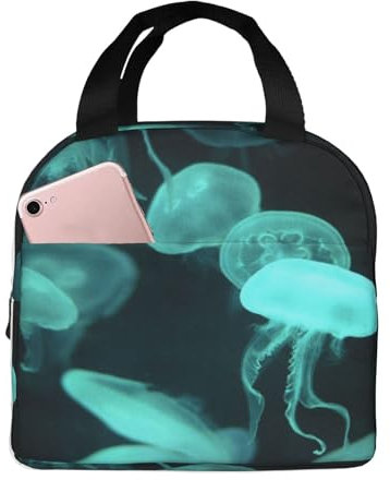 Schöne Quallen-bedruckte isolierte Lunchtasche mit Aluminiumfolien-Futter – tragbare Thermo-Lunch-Tasche, Kühltasche, Lunchbox, Organizer für Arbeit, Picknicks, Schwitzen und mehr