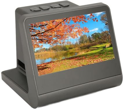 Goshyda Escáner de Diapositivas de Película Digital, Pantalla LCD de 5 Pulgadas, Película Negativa y Digitalizador, Convierte Película 135 126KPK 110 en Archivos JPEG de Alta (Enchufe de