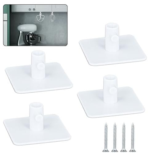 4pcs Stand Mixer Attachment Holders, Universal Mixer Attachments Organizer for Storaging Compatible with Mixer Accessories for Flat Beater, Flex Edge Beater (White)