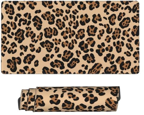 Tapis de souris de jeu XL imprimé léopard 75 x 40,6 cm – Tapis de clavier en caoutchouc, tapis de souris d'ordinateur, tapis de bureau