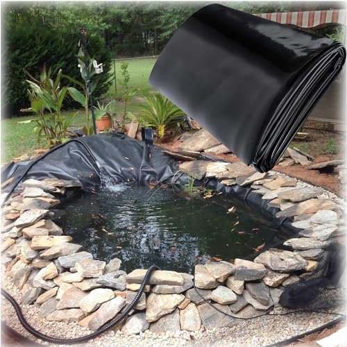 Yidelchon Undurchlässige HDPE-Teichfolie 0,12 Mm Teichauskleidung Fischteichfolien 2x3 M 3x4 M 4x7 M 6x6 M 8x10 M Für Teiche Im Freien, Wasserfall, Bachlauf, Springbrunnen(Size:10x15m)