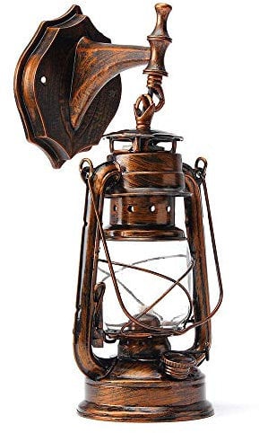 Wiyuer Rustikal Wandlampe Vintage Laterne Lampe Garten Retro Leuchte Wandleuchte Außen Antik nostalgisch Außenleuchte E27-Fassung Metall Plastik für Flure Treppenhäuser Hotels Motels GelbeBronzefarbe