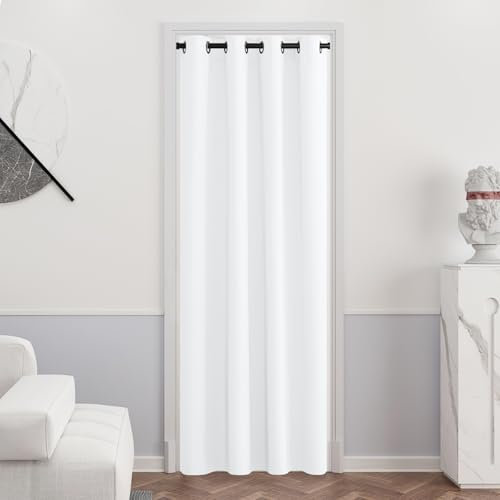 PONY DANCE 84 inch Drop Curtains - Door Curtain Blackout Thermal for Bedroom Window Treatment for Children's Room Decor Living Room, One Piece, Wide 52 - Long 84 Inch, Pure White