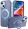 PuyaTeya Magnetic Stand for iPhone 13/14 Case, Compatible with Mag-Safe, Military Drop Protection, Anti-scratch/fingerprint Translucent Matte iPhone 13/14 Phone Case (Light Blue)