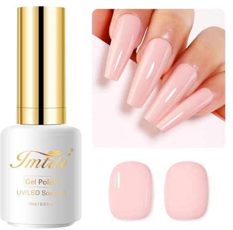 Imtiti Nude Gel Nail Polish, 15ML Pink Soak Off LED UV Polish for Spring Summer DIY Nail Art, Starter Manicure Salon Kit