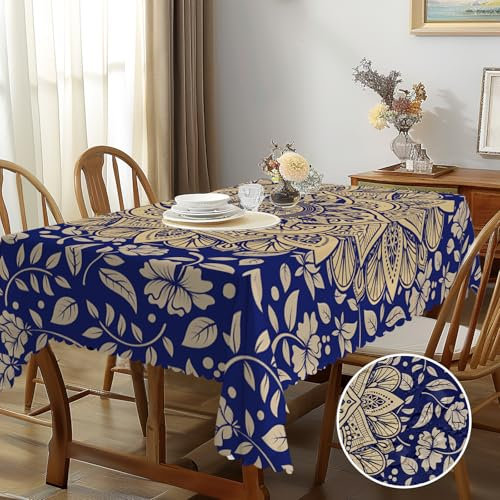 BSGIFT Tischdecke Mandala Rechteckig 110x140 cm, Boho Style Garten Tischdecken für Draußen Polyester Outdoor Abwaschbar Gartentischdecke Eckig Wetterfest für Küche Gartentisch Esstisch Party