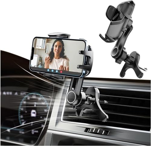 OUBELI Support de téléphone Portable pour Grille d'aération de Voiture, Universal Porte Téléphone Poignée Rotative à 360° [ne Bloque jamais la Ventilation] adapté aux Smartphones de 3 à 7 Pouces