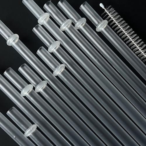 YAOSHENG Reusable Straws with 1 Brushes,Long Hard Plastic Drinking Straws, Transparent Replacement Straws for 16OZ-32 OZ Tumblers (Transparent Color, 23cm/ 9.06in 24+1 Straw Brush)