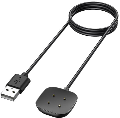 YLK Chargeur Compatible avec Fitbit Versa 4/Sense 2/Versa 3/Sense, Magnétique Chargeur, Câble de Chargement USB Remplacement pour Fitbit Sense 2/Versa 4 (96 cm)