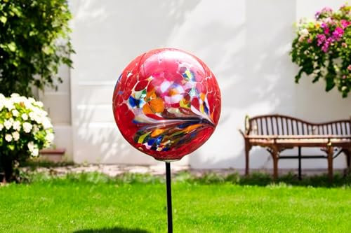 Gartenstecker Kugel - Handgefertigtes Glas - Rot - Gartendekorationen - Gartenindeco für den Außenbereich - Gartendekor - Tiere für den Außenbereich