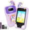 Brolteja Telephone Enfant, Telephone Portable pour Enfants, Smartphone avec Musique Podomètre Alarme Caméra Mode école Livre Audio Lampe Poche, Cadeau de Noël pour Enfant