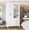 Armario Juvenil 2 Puertas 3 CAJONES Wand, Blanco, 109,5 x 46,5 x 200 cm, Armario con cajones y Zona tocador. 109,5 x 46,5 x 200 cm. Blanco