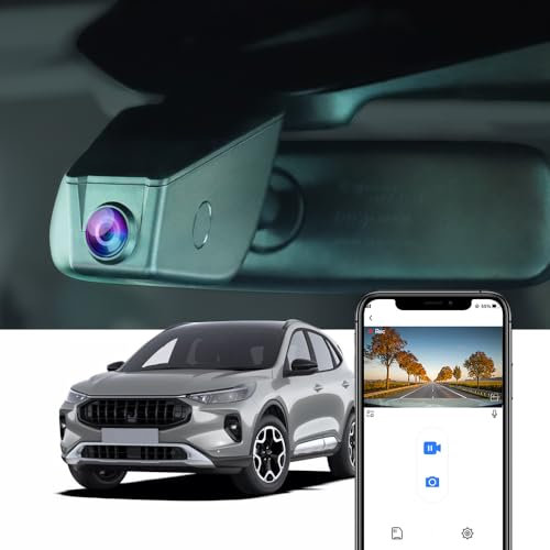 Fitcamx Dashcam 4K Kompatibel mit Ford Kuga 2019 2020 2021 2022 2023 2024 2025 MK3, OEM Autokamera 2160P UHD Video, WiFi & APP, G-Sensor, Loop-Aufnahm, WDR Dash Camera Auto, Plug&Play, mit 64GB Karte