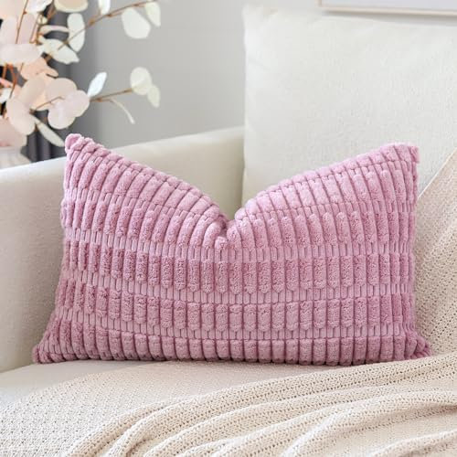 Artscope 1er Set Boho Gestreifte Kissenbezug Einfarbig Zierkissenbezug Dekokissen Sofakissen 40x60 cm Kissenhülle Weiche Couchkissen für Sofa Wohnzimmer Schlafzimmer Dekor, Hellviolett