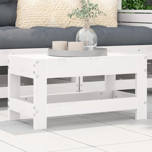 Myheimly Gartenhocker Weiß 62x30x32 cm Massivholz Kiefer