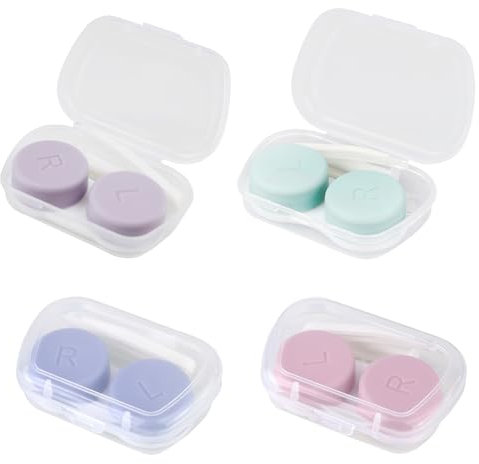 REBECASKYENS 4 custodie per lenti a contatto, custodia portatile per lenti a contatto, per viaggi, occhi sinistro e destro, supporto per lenti a contatto con scatola portaoggetti, contenitore per