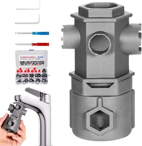 16-in-1 Wasserhahnschlüssel-Set, Sanitär-Reparatur-Werkzeug-Set Sechskantschlüsseln, Schraubendrehern, Schraubenschlüssel-Werkzeug-Set für Wasserhahn, geeignet für die meisten Wasserhähne, für