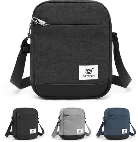 SKYSPER URBANX3 Umhängetasche Klein Herren Anti Diebstahl RFID Schultertasche Damen Mini Crossbody Bag (Schwarz)