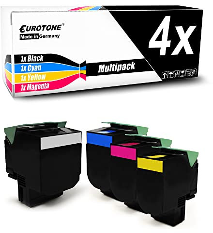 Eurotone XXL Toner im Set 4X Toner kompatibel als Ersatz für Lexmark MC2325 MC2425 MC2535 MC2640 ersetzt C2320Y0 C2320M0 C2320C0 C2320K0 CMYK