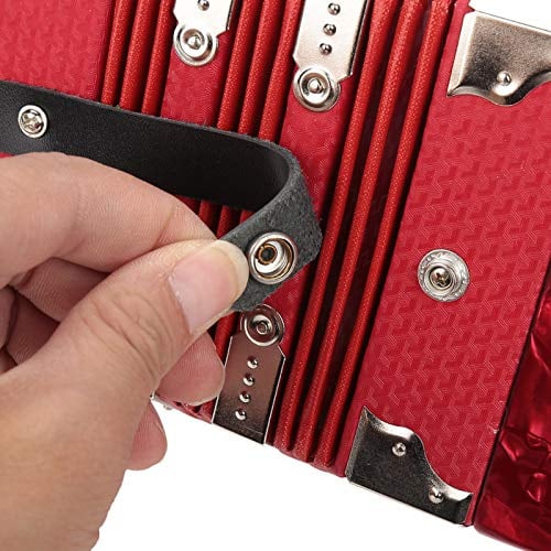 Walfront Professionelles 20-Tasten-Akkordeon-Konzertina-Musikinstrument, Grün, Leichtes ABS-Material, Leicht zu Erlernen, für Alle Altersgruppen Geeignet (Rot)