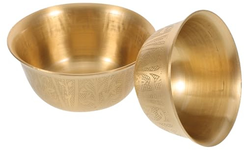 DEARMAMY 2 Stück Kupfer opferschalen Runde Messing schalen für Tempelrituale Wasseropfer Vielseitige Religiöse Schalen für Hausaltar Feng Shui und Zeremonien