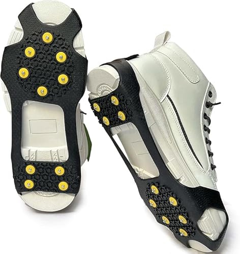 Spikes für Schuhe Winter, Steigeisen für Wanderschuhe, Grödel und Spikes,10 Stahlzähnen Schuhspikes +1 kleinen Beuteln, Schneespikes, Eisstollen, Traktion mit Anti-Rutsch für Walking, Klettern L