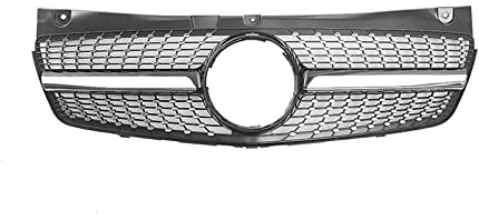 Kühlergrill kompatibel für Mercedes Benz W639 Viano/Vito 2011–2014, Diamant-Stil, Schwarz/Silber, Auto-Oberstoßstangen-Ansaughaube, Netzgitter(Black)