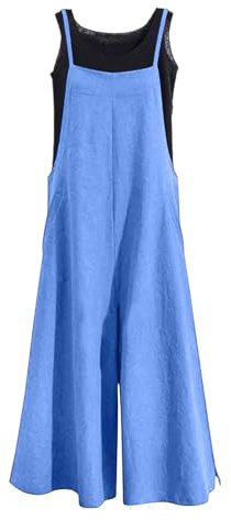 Damen Latzhose Lässiger Trägerhose Weites Bein Sommerhose Oversized Freizeithose Loose Boho Hose Baggy Jumpsuit Ärmellos Overall Frühling Sommer Outfit Mit Taschen