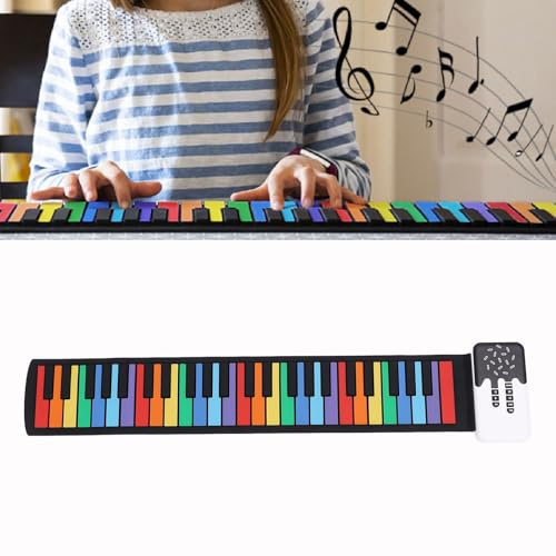 Eminchu 49 Tasten Silikon-Tastatur, Klavier, Faltbare -Klaviertastatur mit Integriertem Lautsprecher und Wiederaufladbarem für Anfänger, Reisen, Zuhause, Üben