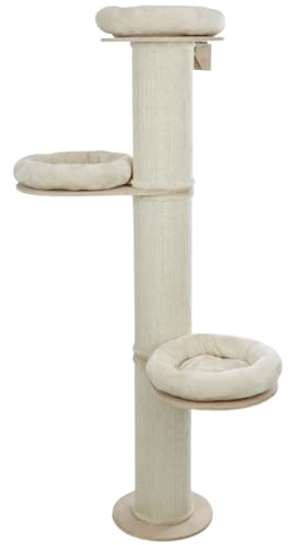RL24 - Kratzbaum K2 – Katzenmöbel – Beige – Höhe 187cm | Katzenbaum mit 3 Plattformen & Plüschkissen – Katzenkratzbaum mit Sisalteppich an der Kratzsäule – Kratzstamm ø 22cm