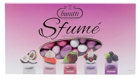 Buratti Confetti con Mandorle Tostate Ricoperte di Cioccolato, Bianco ai Molteplici Gusti, Tenerezze Sfumè Rosa - 1000 g