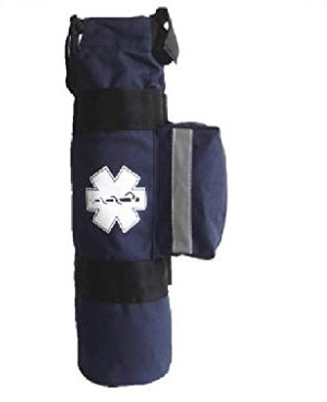 LINE2design Sauerstoff-Zylinder-Hülsen-Tasche – EMS First Responder Notfall-Sauerstoffbeutel für medizinische Sauerstoffbeutel in Reisegröße, Zylindertasche mit Stern-des-Life-Logo – Seitentaschen und