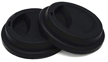 NanTun Silicone Drinking Lid Spill-Proof Cup Lids Reusable Coffee Mug Lids Coffee Cup Covers 2 Pcs - Black