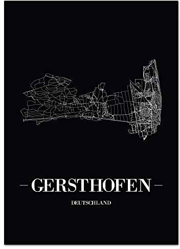 JUNIWORDS Stadtposter - Wähle Deine Stadt - Gersthofen - 21 x 30 cm Poster - Schrift A - Schwarz